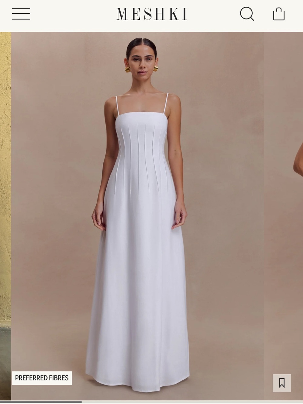 Pintuck Linen Maxi Dress - White